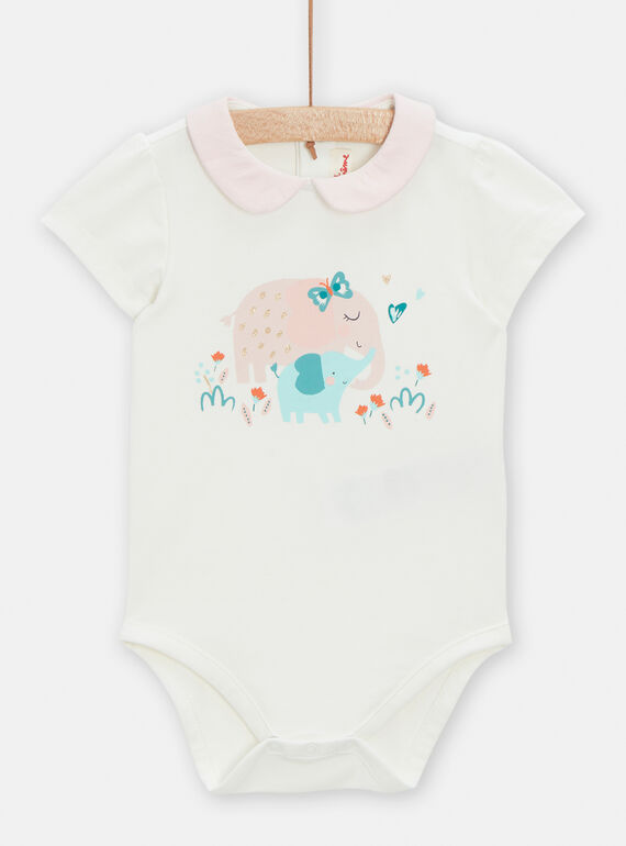 Body bianco con motivo elefante neonata TICOBOD / 24SG09N1BOD001