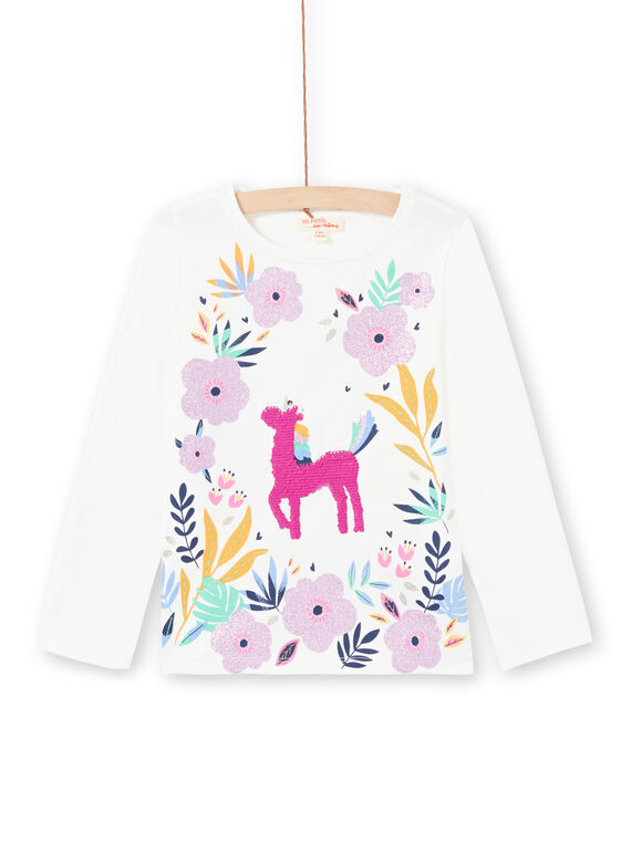 T-shirt bianco e rosa bambina MAPLATEE2 / 21W901O1TML001