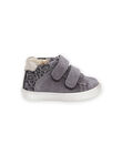 Sneakers alte in crosta di pelle grigia glitterata e stampa leopardo PIBASLEO / 22XK3781D3P940