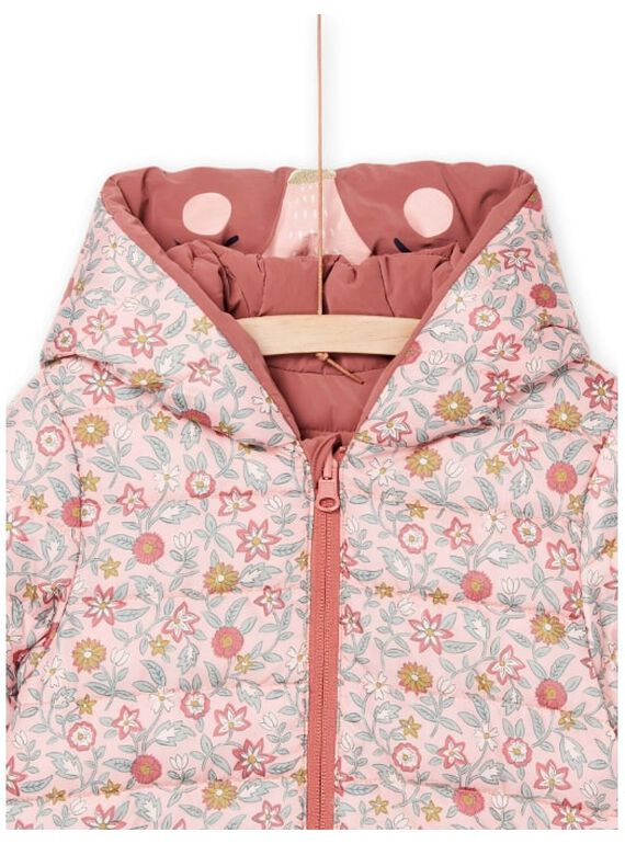 Piumino con cappuccio double face, lato tinta unita e lato stampa fiori PAFOXDOUNE / 22W901F3D3ED321