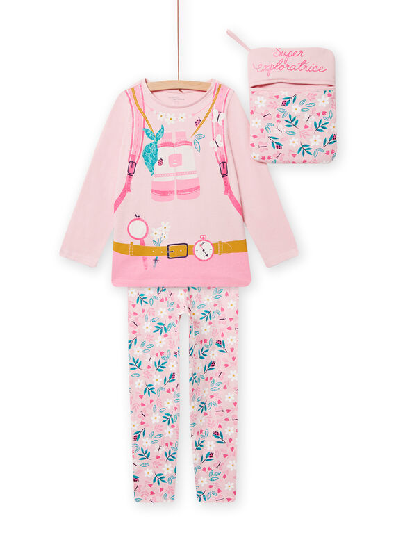 Completo pigiama rosa chiaro super-esploratrice bambina NEFAPYJPLO / 22SH11F1PYG321