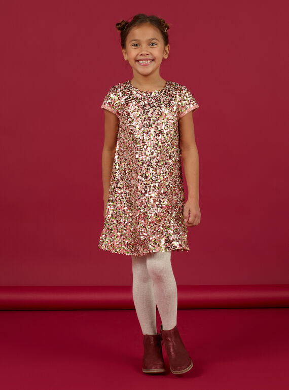 Abito rosa in paillettes bambina MANOROB2 / 21W901Q2ROB303