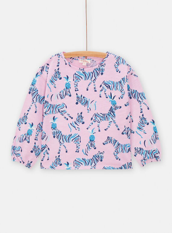 T-shirt bambina rosa con stampa zebra TADETEE3 / 24S901J2TMLH700