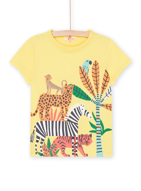 T-shirt gialla limone con motivi giungla ROJUNTI4 / 23S902U4TMCB104