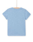 T-shirt blu orizzonte con motivo T-Rex fantasia bambino NOSANTI2 / 22S902S4TMC216
