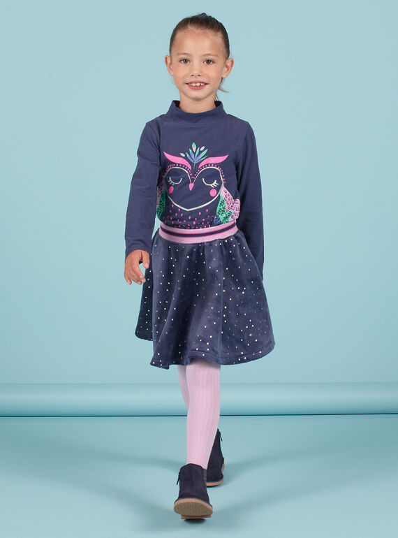 Dolcevita navy con motivo gufo glitterato bambina MAPLASOUP / 21W901O1SPLC202