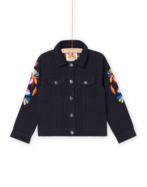 Giacca in jeans nera con maniche ricamate RAJUNVEST / 23S901U1VESC243