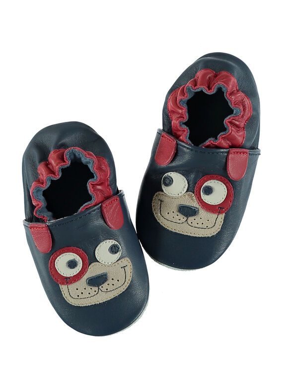 Babbucce pelle morbida navy cane neonato GNGCHIEN / 19WK38Z2D3S070