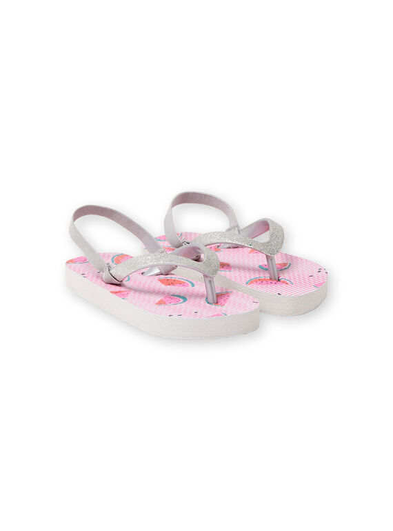 Infradito rosa a righe con stampa cocomero bambina LFTONGFRUIT / 21KK3562D01000