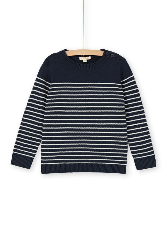 Maglia navy ed ecrù a righe bambino LOJOPUL2 / 21S90232PUL705