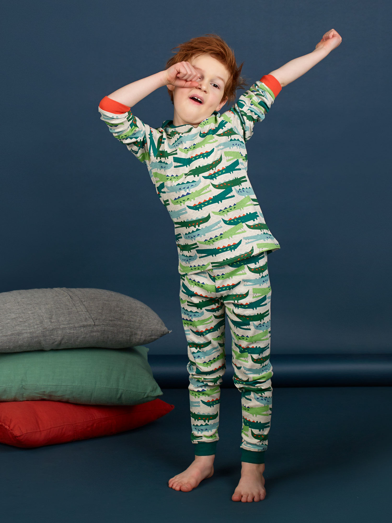 Pigiama bambino a costine con stampa coccodrillo acquisto online Pigiama DPAM