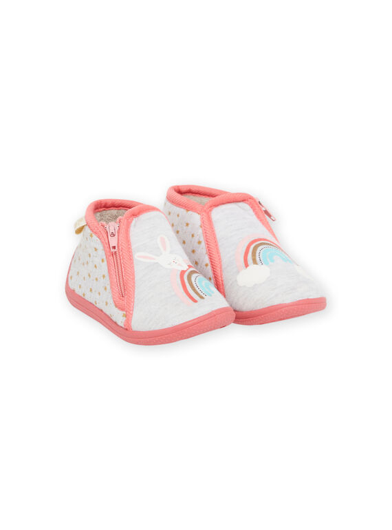 Stivaletti grigi melange e rosa con motivi arcobaleno e coniglio neonata NIPANTRAINBO / 22KK3722D0A943