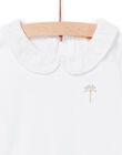 T-shirt bianca colletto Peter Pan in voile e motivo palma dorata neonata NIJOBRA5 / 22SG09C1BRA000