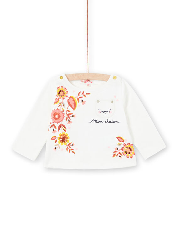 T-shirt bianca a maniche lunghe neonata LINAUTEE / 21SG09L1TML001