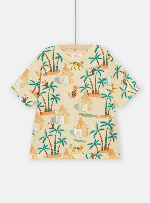 T-shirt giallo chiaro con stampa savana bambino TOLITI4 / 24S902T2TMCB115