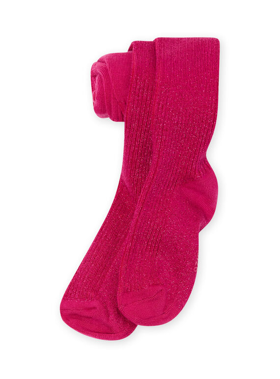 Collant rosa scuro a costine bambina MYAJOSCOL3 / 21WI0113COLD312