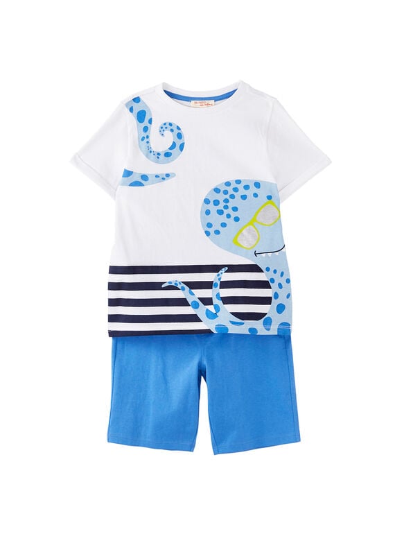 Completo da spiaggia bambino t-shirt bianca e bermuda blu JOPLAENS3 / 20S902X4ENS000