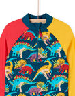 T-shirt anti-UV turchese con motivo dinosauri RYOMERUVTIDIN / 23SI02R1TUVC217