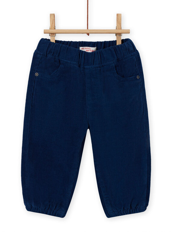 Pantaloni blu notte in velluto a costine neonato MUJOPAN3 / 21WG1012PAN713