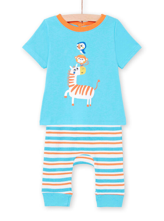 Pigiama motivo giungla e leggings a righe multicolore neonato LEGAPYJZEB / 21SH14C2PYJC240