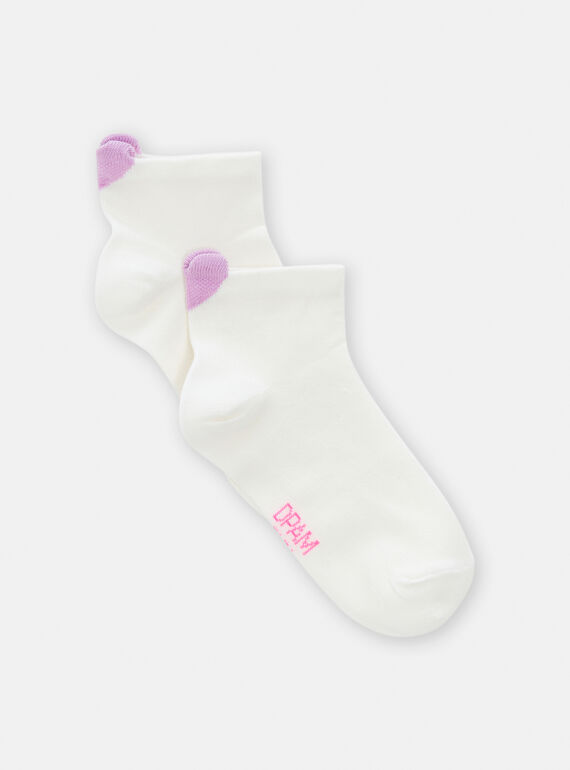 Calze bambina ecrù con linguetta cuore TYAJOSCHO1C / 24SI0183SOQ001