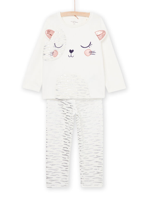 Pigiama t-shirt e pantaloni in velluto con stampa gatto PEFAPYJGER / 22WH1139PYJ001