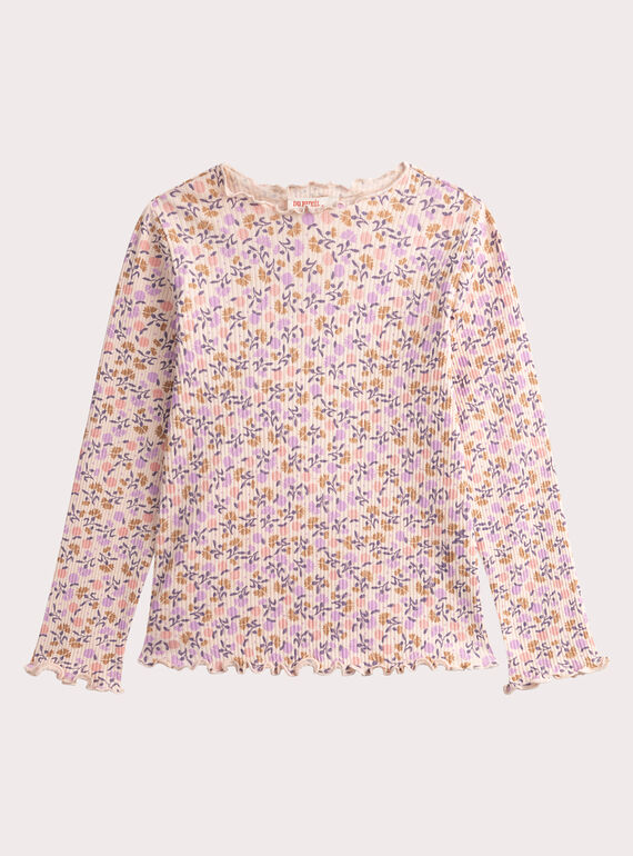 T-shirt a maniche lunghe a coste bianca con stampa fruttata WAJOTEE3 / 25S901K1TMLD319