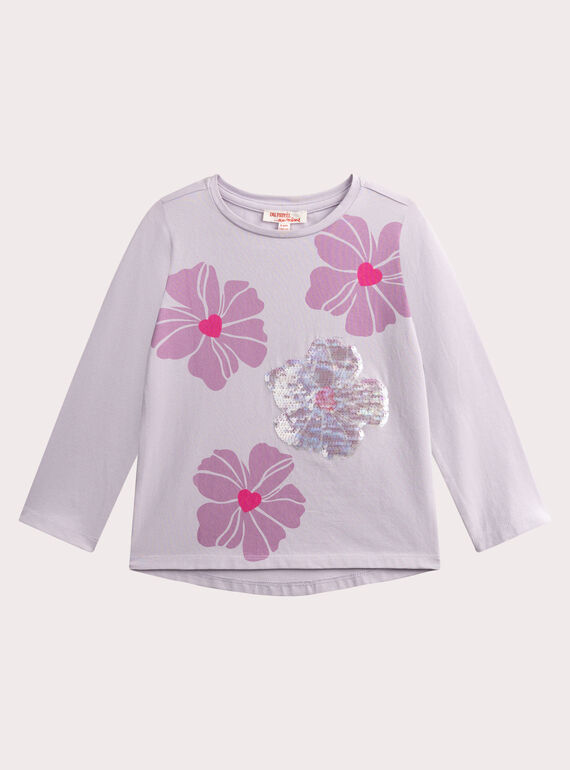 T-shirt lilla stampa floreale per ragazza  VAJOYTEE6 / 24W901I3TMLH700
