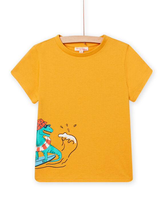 T-shirt gialla con motivo dinosauro surfista bambino NOWATI6 / 22S902V2TMC107
