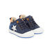 Sneakers alte in pelle navy con dettagli fluo