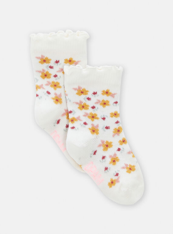Calze neonata ecrù con stampa a fiori TYIJOSOQ4 / 24SI0985SOQ001