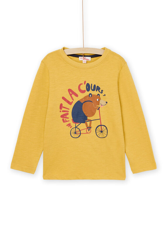 T-shirt con motivo orso e scritta senape POJOTEE5 / 22W902C2TML106