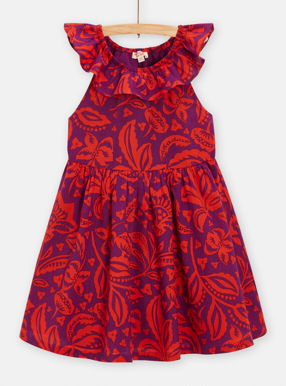 Abito porpora e rosso con stampa a fiori bambina TAMUMROB2 / 24S901R2ROB712