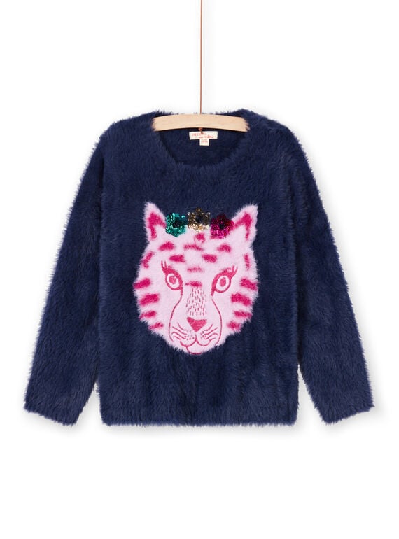 Maglia navy in pelliccia finta bambina MATUPULL / 21W901K1PUL070