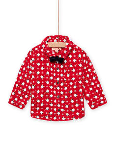 Camicia oxford rossa con stampa pinguino, fiocchi e papillon neonato MUNOCHEM / 21WG10Q2CHM050