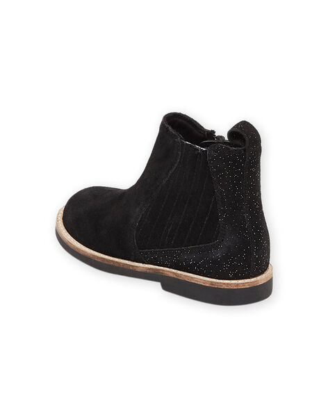 Stivaletti Beatles in pelle nera con elastico fantasia PABOOTBLACK / 22XK3573D0D090