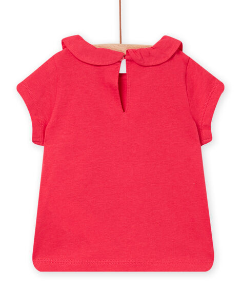 T-shirt colletto Peter Pan rosa lampone neonata NIJOBRA7 / 22SG09C3BRA308