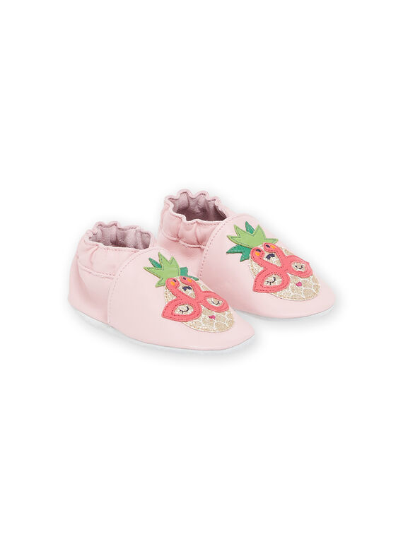 Babbucce in pelle rosa con patch ananas con glitter RICHOSPINEA / 23KK3743D3S030