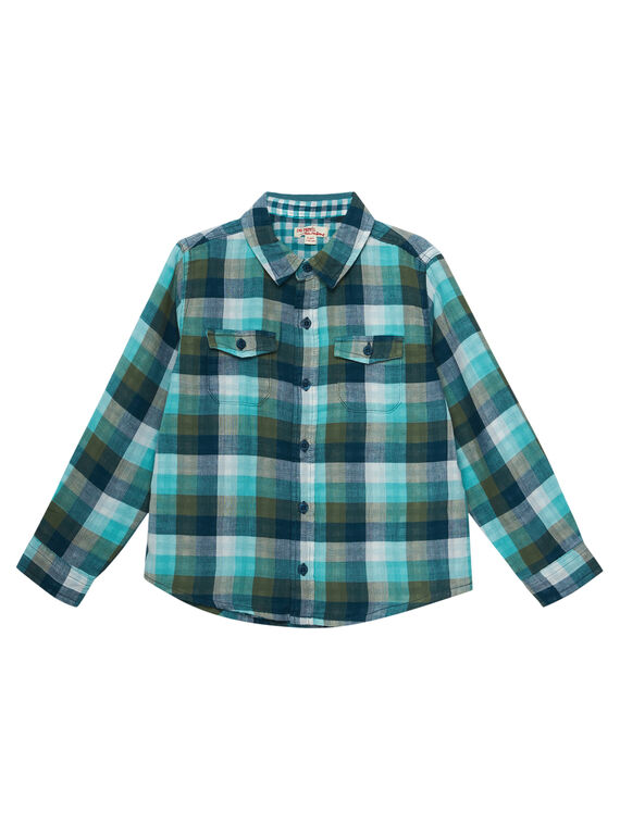 Camicia bambino a quadri toni turchese JOCLOCHEM / 20S90211CHM715