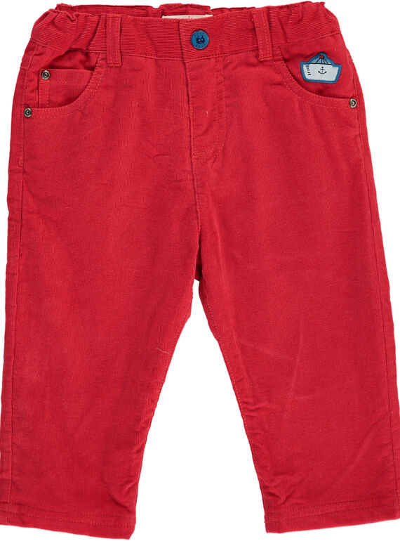 Baby boys' red velour trousers DUNAUPAN1 / 18WG10G1PANF517