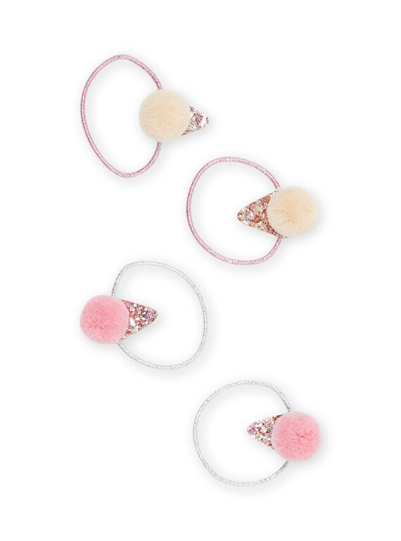 Set 4 elastici rosa e argentati con glitter RYAJOELA7 / 23SI01B2ELA307