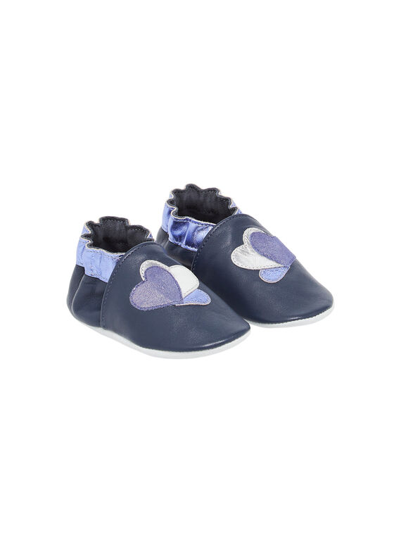 Babbucce in pelle blu con patch cuori RICHOSHEART / 23KK3742D3SC201