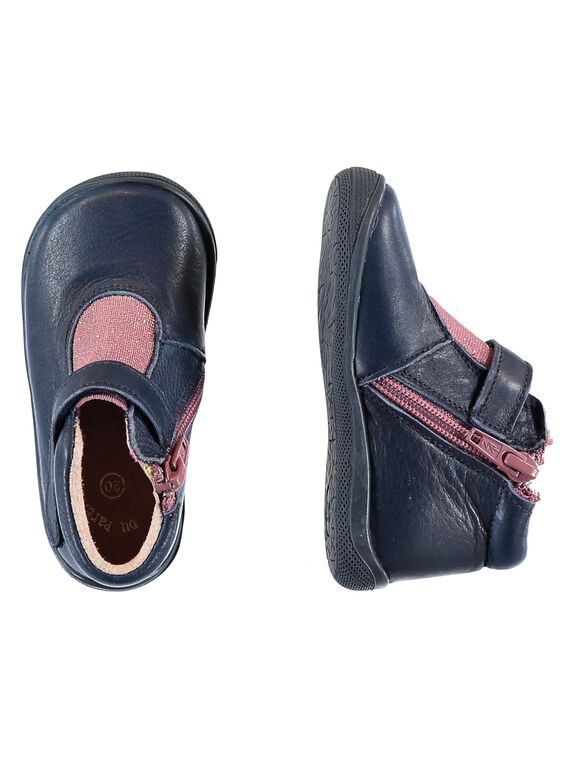 Stivaletti elasticizzati pelle navy neonata GBFBOTIBAB / 19WK37I4D0F070