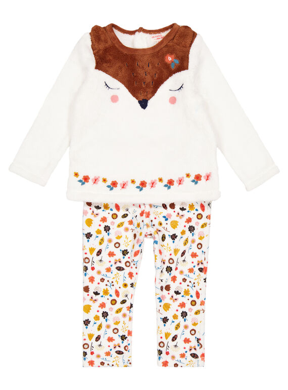 Pigiama ecrù in velluto soft boa neonata GEFIPYJREN / 19WH13N1PYJ001