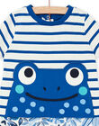 Tutina corta blu con stampa a righe e con motivo rana REGAGREBLUE / 23SH14H2GRE000