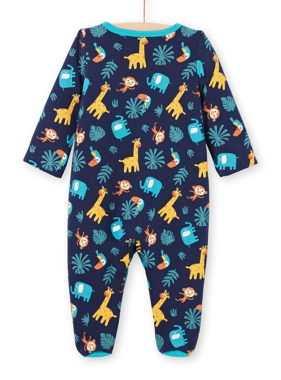 Tutina double face blu notte stampa animali neonato MEGAGREANI / 21WH1486GREC205