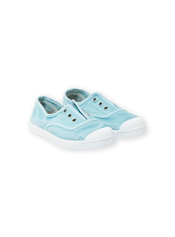 Sneakers azzurre chiaro in tela di cotone bambina LFTENAZUL / 21KK3542D16C218