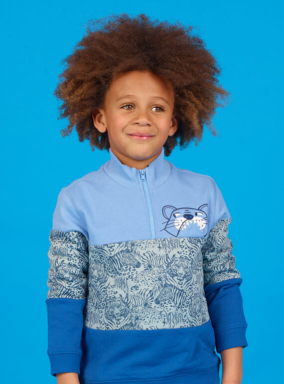 Felpa colorblock blu lavanda bambino LOBLESWE / 21S902J1SWEC208