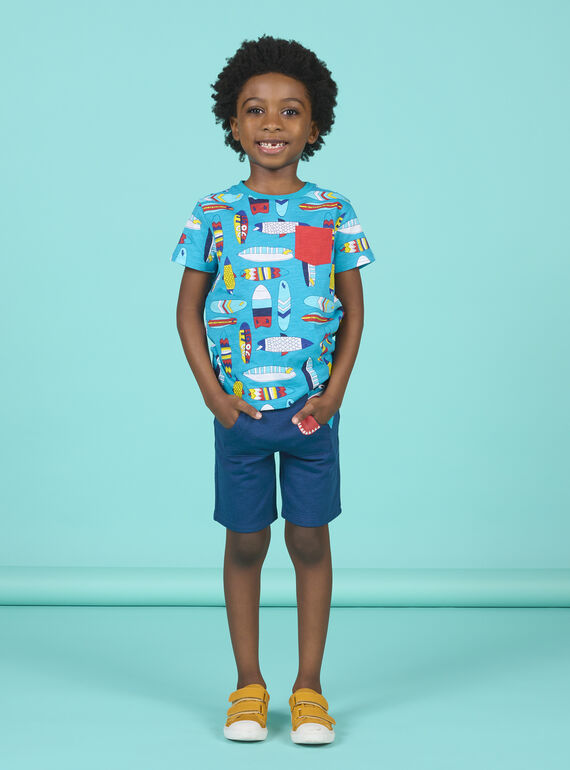T-shirt maniche corte blu bambino NOFICTI4 / 22S902U1TMCC215