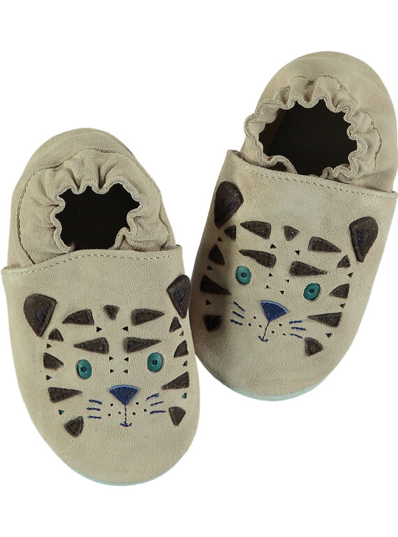 Babbucce crosta di pelle morbida beige neonato GNGTIGRE / 19WK38Z1D3S080